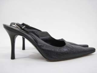   vicini black leather slingback heels pumps shoes in a size 7 5 these