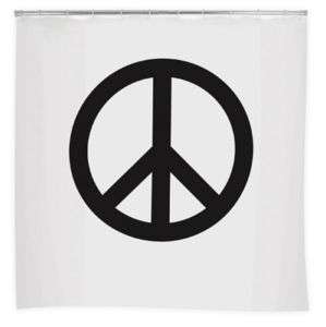 PEACE SIGN Vinyl Shower Curtain EVA Plastic White New  