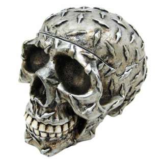 Diamond Plate Human Skull Trinket Box Ashtray  