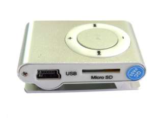 New Silver Mini Metal Clip  Player for 2GB 4GB 8GB 16GB Micro SD/TF 