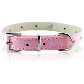 11 14 pink leather crystal heart dog collar small M  