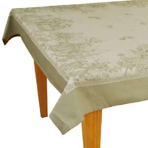   Green Jacquard 100% Woven Cotton Tablecloth 63 x 102