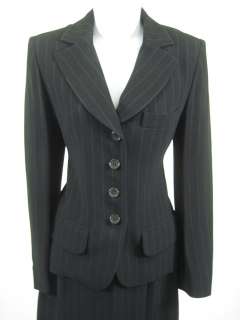 SONIA RYKIEL Black Pin Striped Skirt Suit Sz 38  