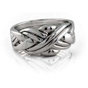  Unisex 6 band STERLING SILVER Puzzle Ring 6SU Jewelry