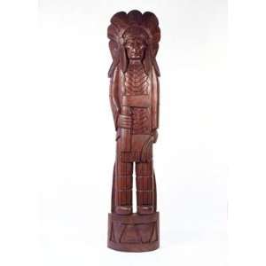   Solid Wood Cigar Store Indian Holding Axe   Stained