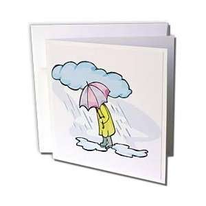  Florene Humor   Cartoon Man n Umbrella In Rain   Greeting 