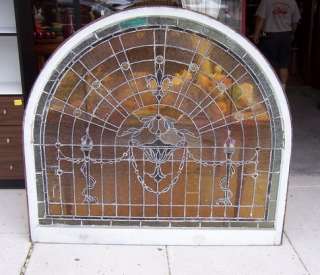 Antique Victorian Arched Stained Glass Window 1894  