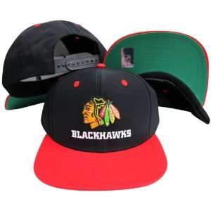 Chicago Blackhawks Word Black / Red Two Tone Plastic Snapback 