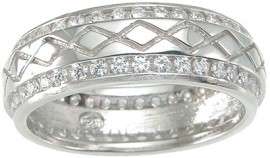 Sterling Silver 925 Mens Womans CZ Wedding Band Ring  
