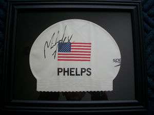 Michael Phelps Autographed Speedo Swim Cap FRAMED  