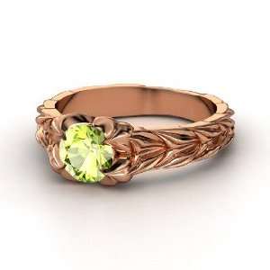    Rose and Thorn Ring, Round Peridot 14K Rose Gold Ring Jewelry