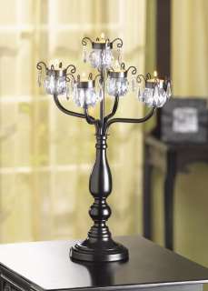 Black Beaded Tealight Candelabra Candle Holder Table Centerpiece 