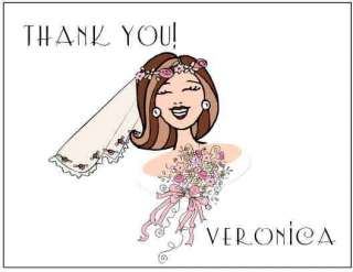 Personalized Bridal Shower Wedding Thank You Note Cards  
