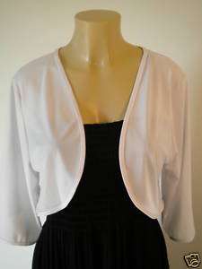 White Shrug, Short Crop Bolero Top, Plus 1X 2X 3X 4X 5X  