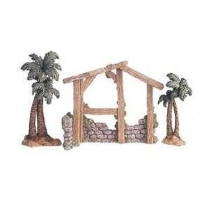  3 Pc Set Seraphim Classics Stable and Palm Trees Nativity 
