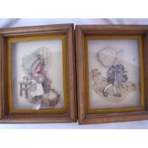 Holly Hobbie Home Decor Wooden Frame Shadow Box ; Set of 2 Collectible 