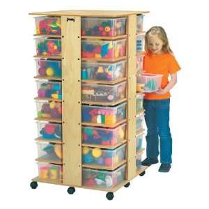  Mobile Cubby Storage Tower 32 Cubbies with Clear Tubs 