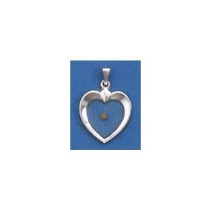 Sterling Silver Cut Out Heart Pendant w/Mustard Seed in Resin, 7/8 in 