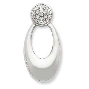  Sterling Silver Oval CZ Slide Jewelry