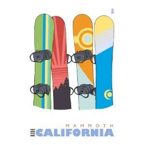  Mammoth, California, Snowboards in the Snow Giclee Poster 
