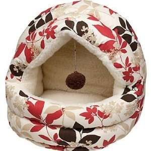   Covered Cat Bed in Red Leaf