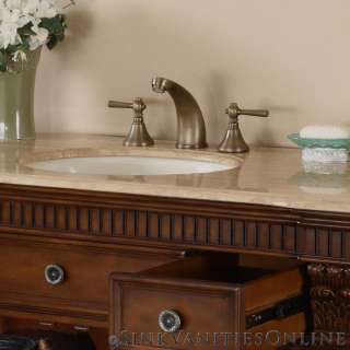   Finish Travertine Stone Countertop Bathroom Sink Vanity Cabinet  