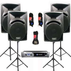 Crown XLS2500 Amp, 4 Two Way 12 Speakers, Stands and Cables DJ Set 
