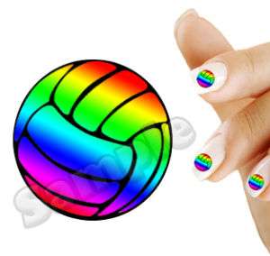 20 Nail Art Decals Volley Ball Volleyball Sport Rainbow  