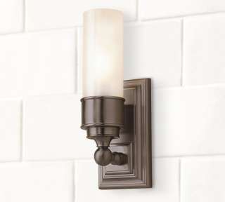 POTTERY BARN SUSSEX SINGLE TUBE BATHROOM WALL SCONCE, ANTIQUE BRONZE 