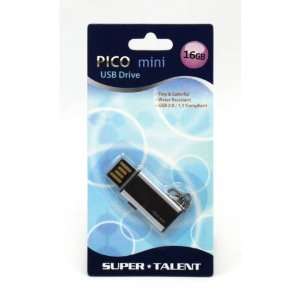 Super Talent Pico Mini C 16gb Usb2.0 Flash Drive Black Water Resistant 