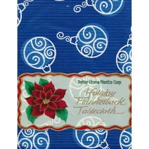 Vinyl Tablecloth with Flannel Back 60 Round Holiday Holiday Ornaments 