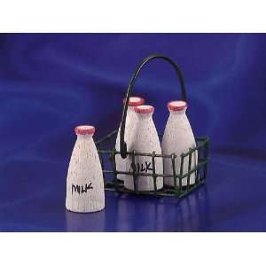    Dollhouse Miniature Milk Bottles in Basket 