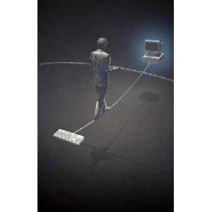  Man Tightrope Walking On a Wire by Mark Ruchlewicz. Size 6 