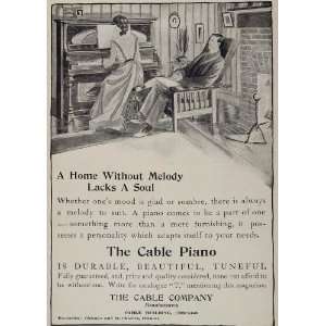  1902 Vintage Print Ad Cable Upright Piano Woman Playing 