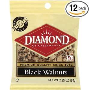 Diamond Nuts Black Walnuts, 2.25 Ounce Bags (Pack of 12)  