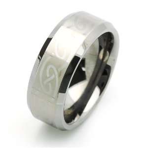  8MM Comfort Fit Tungsten Wedding Band Celtic Key Engraved 