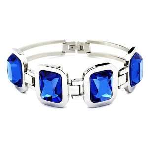  Blue CZ Link Stainless Steel Bracelet West Coast Jewelry 