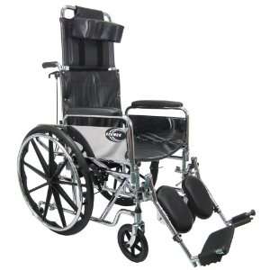   Standard Deluxe Reclining Wheelchair with Removable Armrests, Chrome