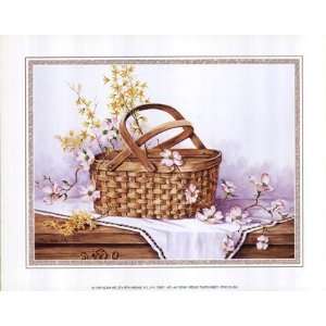 Wicker Basket of Blooms by Peggy Thatch Sibley 10x8